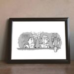 Framed sketch of C.S. Lewis and J.R.R. Tolkien reading at the Eagle and Child pub